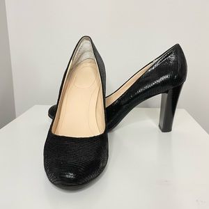 Calvin Klein Reptile Print Round Toe Heels